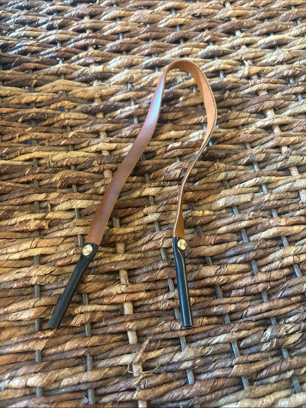 Men's Brown Leather Sunglasses Straps with Black Rubber Tabs